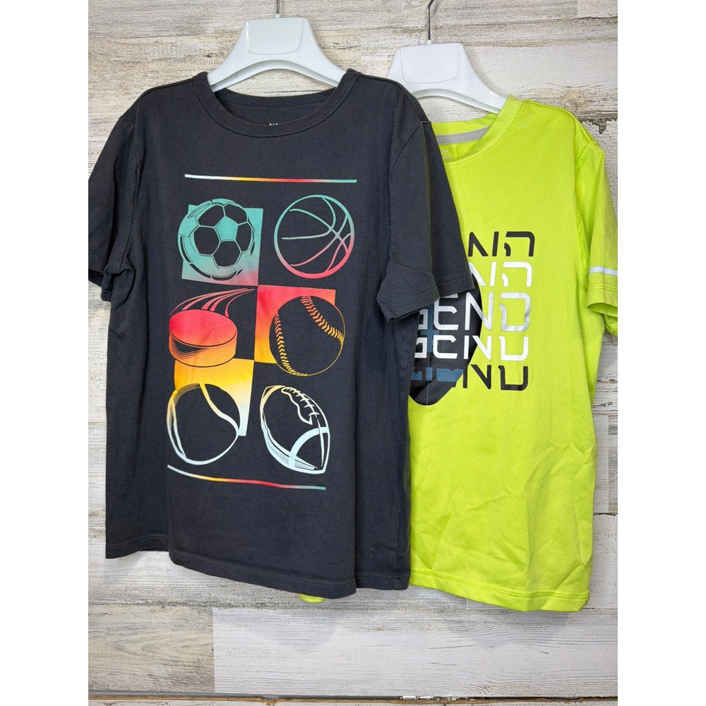 Gap Member's Mark T-Shirt Bundle Boys 7/8 M Gray Lime Sports Legend EUC